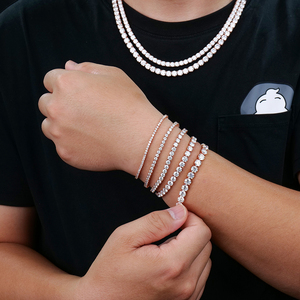 Rhodium Plated 925 <b>Silver</b> Brilliant Cut Moissanite Tennis <b>Bracelet</b> Claw Setting Hip-Hop Unisex GRA Certified Wedding Gift Party - Product Image 4