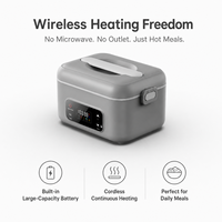 Grauer Wiederaufladbarer Elektrischer Speisenwärmer 1300ml Edelstahl Digitale Steuerung Timer-Funktion Tragbare Lunchbox für Wanderer