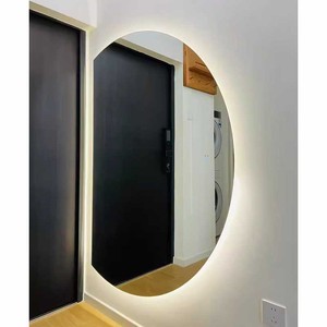 Specchio LED Intelligente Semicircolare a Figura Intera, Specchio da Parete Adesivo, Grande Specchio Senza Cornice - Product Image 1