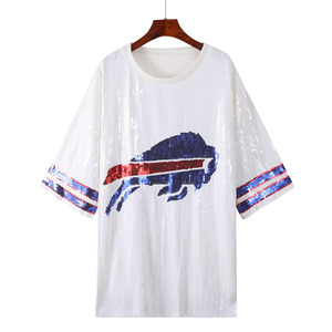 Camiseta de Manga Corta con Lentejuelas de los Buffalo Bills, 24 Colores, Alta Calidad, para el Día del Juego, Camiseta Corta con Lentejuelas del Equipo de Fútbol Americano - Product Image 3