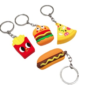 Özel 3D Şekilli Yiyecek PVC Anahtarlık Yumuşak Kauçuk Anahtarlık Kolye Hamburger Patates Kızartması Pizza Hot Dog Anahtarlık Toplu Aksesuarlar - Product Image 4