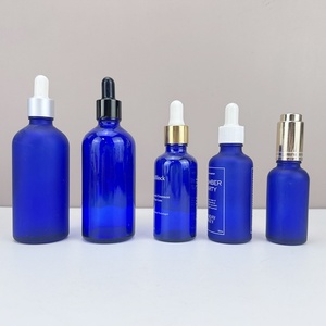 Silk Printing logo Skincare Serum Packaging 5ml 10ml 15ml 20ml 30ml 50ml 100ml Blue Glass <b>Dropper</b> <b>Bottle</b> - Product Image 2