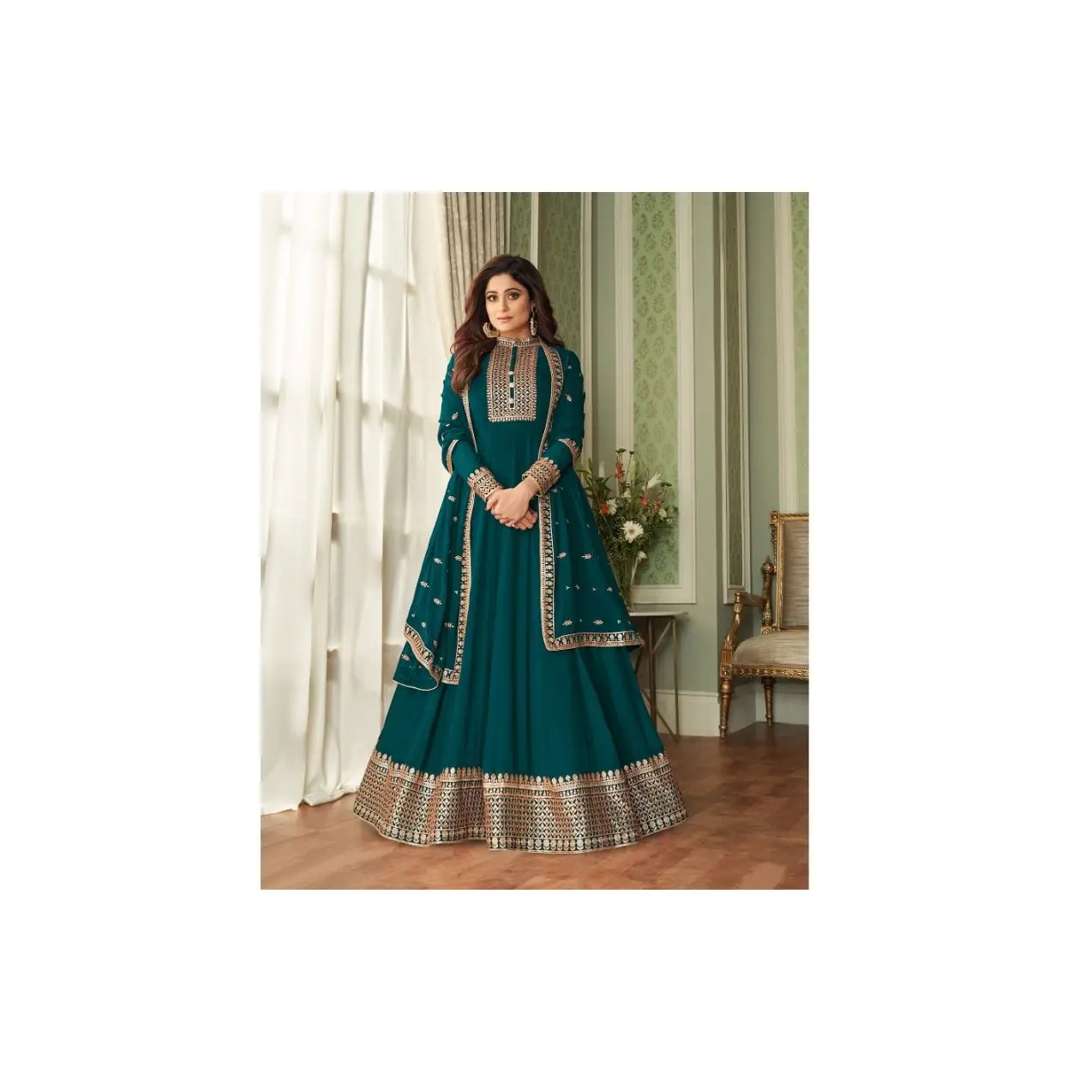 Высококачественный индийский костюм новейшего дизайна для вечеринки и свадьбы, Женский костюм anarkali из Индии для экспорта по оптовым ценам