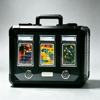 Boîte de rangement en aluminium à 3 rangées avec serrure TSA personnalisée pour cartes gradées, étui pour cartes à chargement par le haut, boîte de présentation pour cartes de sport et cartes slab