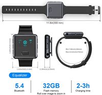 Wiwoo 128GB pour carte Micro SD Sport pour lecteur MP3 Bluetooth Clip Watch Band pour Running Yoga Voice Recorder Clock (No FM Radio)