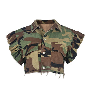 Y0312 vêtements pour femmes 2025 automne nouveau produit <span class=keywords><strong>Camouflage</strong></span> gland Cardigan rue chemise à la mode - Product Image 6