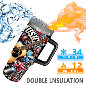 Gobelet isotherme personnalisé de 30 oz avec poignée, en acier inoxydable, sur le thème de la musique country, livraison gratuite, réduction pour les achats en gros - Product Image 2