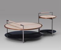 Unidad de mesa de centro de sala de estar de acero inoxidable de cuero de silla de montar de lujo minimalista moderno
