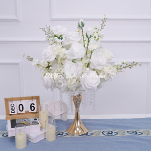 DKB ลูกบอลดอกไม้สีขาวดอกกุหลาบ30ซม. ลูกบอลประดิษฐ์ตกแต่งงานแต่งงานของตกแต่งโต๊ะสำหรับจัดงาน - Product Image 5