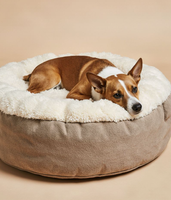 Lit pour chien en peluche écologique, canapé pour animaux de compagnie avec accoudoir, coussin orthopédique amovible pour chien, nid pour chat, lit pour chien
