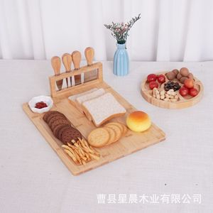 Stars Bamboo Cheese Board Cutlery Set With <b>Knife</b> Fork Multifunctional Wooden Cutting Board For <b>Bread</b> Fruit Vegetable - Product Image 1