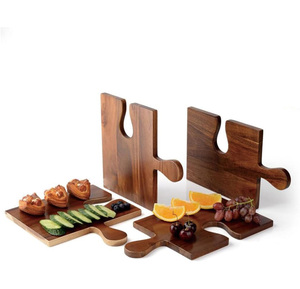 Juego de 4 tablas de cortar de madera de acacia con asas, tablas de cortar grandes personalizadas para servir alimentos y carne - Product Image 2