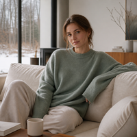 Pull en cachemire pur tricoté sur mesure avec logo OEM ODM, col rond pour femme, vente en gros, marque privée, certifié OEKO-TEX, en vrac