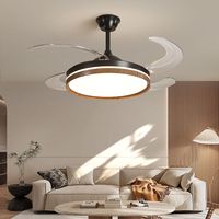 Ventilateur de plafond intelligent à LED moderne en noyer à faible bruit avec lumière, commandable par application ou télécommande, pour chambre et salon