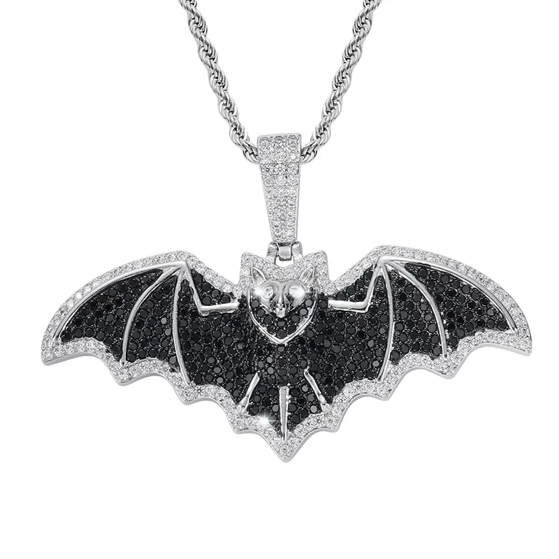 Blues RTS Hip Hop New Design Iced Out Micro Pave Black CZ Stone Animal Bat pendant For Men Jewelry