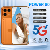Téléphone portable Hot Power 80 Android 16, écran 7,3 pouces, batterie grande capacité 8800 mAh, 16+1 To, double SIM, emplacement carte TF, idéal pour le gaming, les voyages d'affaires et les activités de plein air