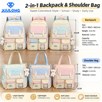 Ensemble de sacs à dos 2 pièces de haute qualité, directement de l'usine, pour adolescentes, esthétique rentrée scolaire, sac d'école 2 en 1