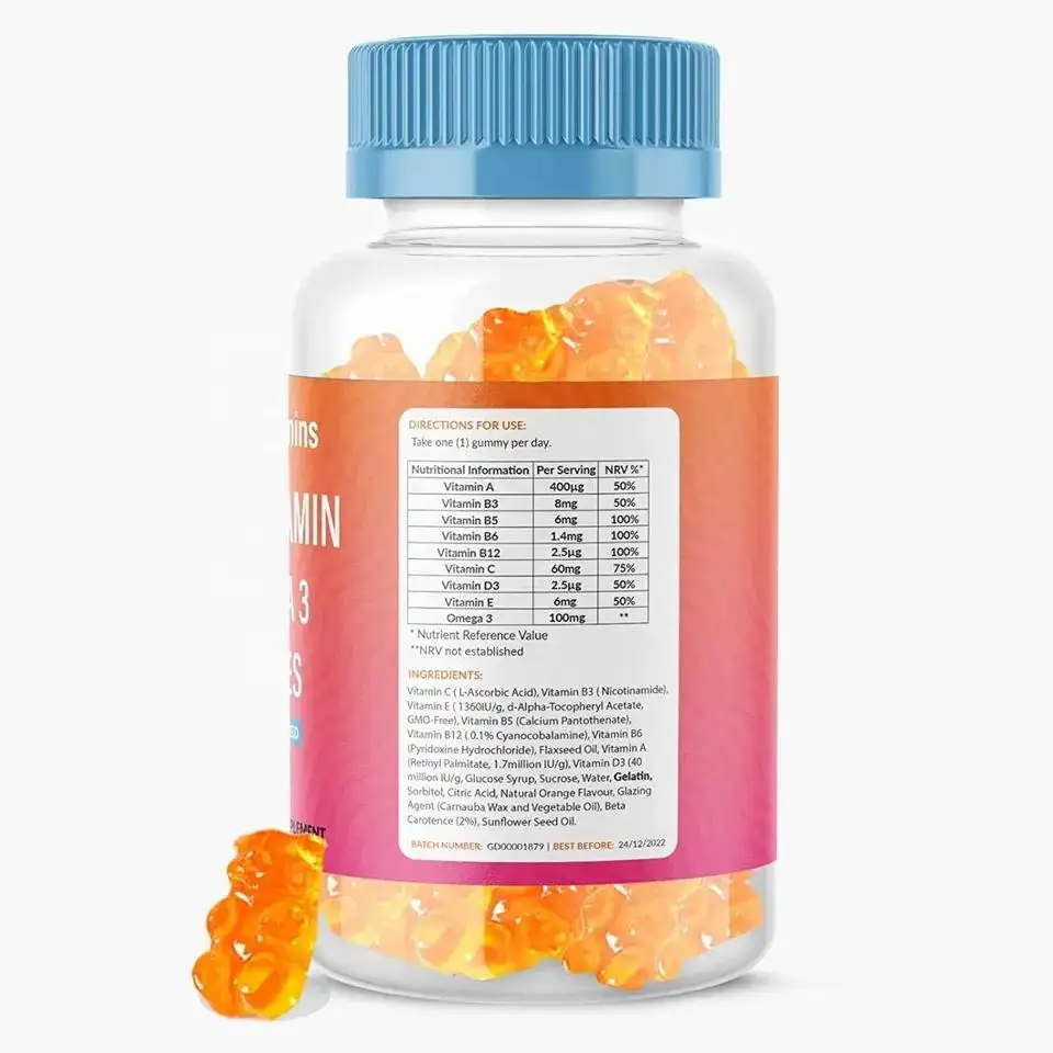 Bağışıklığı arttırmak için Vegan DHA Algal yağı ile çinko C vitamini ve balık yağı Omega 3/6/9 Gummies ile OEM çocuklar Multivitamin