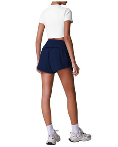 Ensemble de sport 2 pièces respirant à séchage rapide pour le tennis : haut court croisé et short taille haute avec poches pour la course, la gym et le yoga - Product Image 5