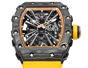 Fashion Waterproof <b>Watch</b> Skeleton Movement Carbon Fiber <b>Case</b> Yellow Rubber Strap Sports <b>Watch</b> Men's Mechanical Wristwatch - Product Image 3