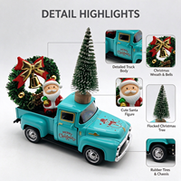 Mainan Truk Pickup Vintage Natal Model Mobil Mini dari Alloy Dekorasi Natal Hadiah Truk Natal Ornamen untuk Dekorasi Meja Rumah