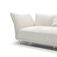 Canapé d'angle en tissu chenille moderne et minimaliste en forme de L avec pieds métalliques fins pour appartement et hôtel