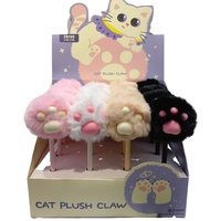 Stylo Gel YUCHUAN Y619 en Peluche avec Pompon Mignon, Pointe 0.5mm, en Plastique Noir, pour Bureau et École, Vente en Gros