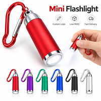 Mini lampe torche porte-clés en alliage de zinc, torche LED avec mousqueton, logo personnalisé, cadeau promotionnel, 6 couleurs, vente en gros OEM