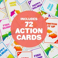 Happy Salmon, jeu de cartes pour 3 à 8 joueurs, à partir de 6 ans, idéal pour passer du temps avec des amis ou des familles, possibilité de personnaliser le motif