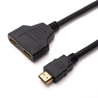 Kabel Splitter HDTV Harga Murah 1 Input 2 Output, 1 Male ke Dual 2 Female, Adaptor Kabel Splitter Video HDTV 1x2 untuk TV