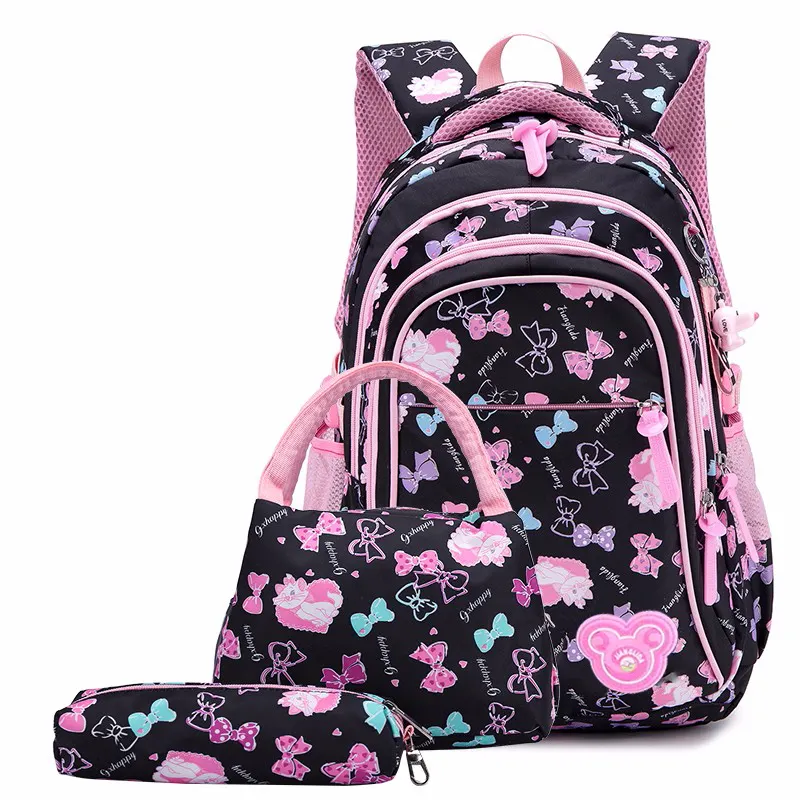 Wholesale fashion girls school bags 3pcs set with lunch bag mochila Kawaii children backpack for kids student beautiful bookbags