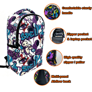 Fashion Printed Designer Bags for Teenagers Graffiti Back Pack Travel Kids School Bags College Student <strong>Backpack</strong> with Custom logo - Product Image 3