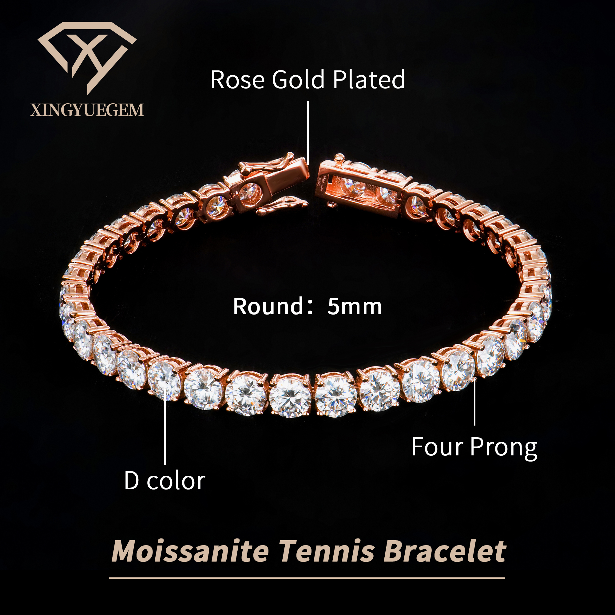 Rose Gold Plated 5mm