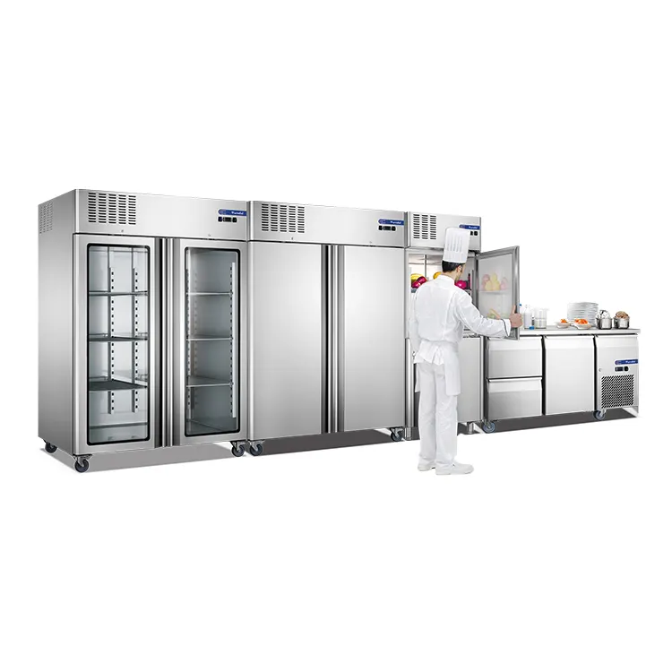 Furnotel Vertical Freezers Stainless Steel 2 Section Solid Door Reach-In Batch Freezer Commercial Kitchen Refrigerator