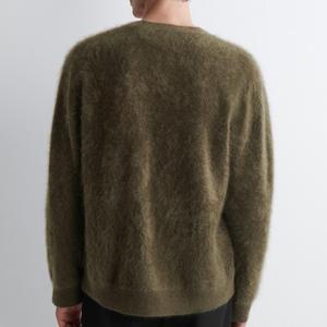 <span class=keywords><strong>Cardigan</strong></span> in Maglia Morbida Personalizzato 2026, Maglione Marrone con Bottoni, Collo Tondo, Misto Lana e Cashmere, Spazzolato, per Uomo - Product Image 2