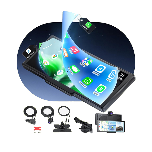 10.26'' Smart In-vehicle Tablet IPS Screen 4K Dash Cam and 1080P Rear Camera Portable Car Stereo with CarPlay & Android Auto
