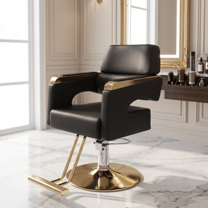 Sillón de Barbería Hidráulico Personalizable con Reposabrazos Dorados, Muebles de Salón - Product Image 2