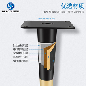 BETOCI Furniture Leg Iron Cone Shape <b>Black</b> Gold Plated Heavy Duty For <b>Table</b> <b>Sofa</b> TV Cabinet - Product Image 4