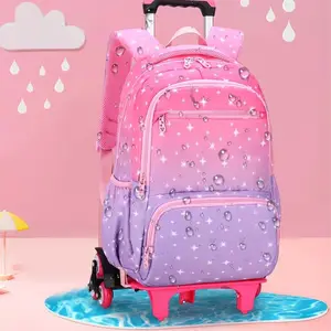 Mochila personalizada para niños, bolso escolar con ruedas para chica