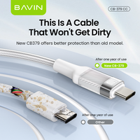 BAVIN grosir OEM ODM CB379 PD 60W Dirt Proof PVC tahan air Android tipe c Tipo c kabel Data Usb