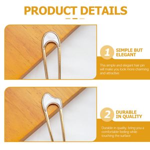 Horquillas de 2 puntas para peinados recogidos, accesorios para el cabello de mujer, horquillas de aleación metálica en oro y plata, horquillas en forma de U - Product Image 3