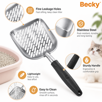 Vente en gros de pelle à litière pour chat en acier inoxydable avec manche en plastique personnalisé pour le nettoyage