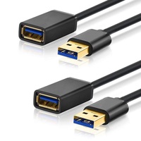 Câble de rallonge USB 3.0 mâle à femelle noir Super Speed 5Gbps USB Data Sync Charging Extender Cables