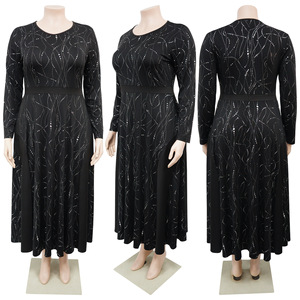 Nouvelle robe maxi imprimée grande taille pour femmes - Manches longues, col rond, robe élégante décontractée et formelle, tendance - Product Image 3