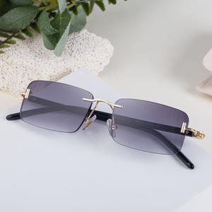 Lunettes de soleil sans monture personnalisées pour hommes, verres noirs en PC, protection UV400, style Instagram, lunettes de soleil pour extérieur - Product Image 2