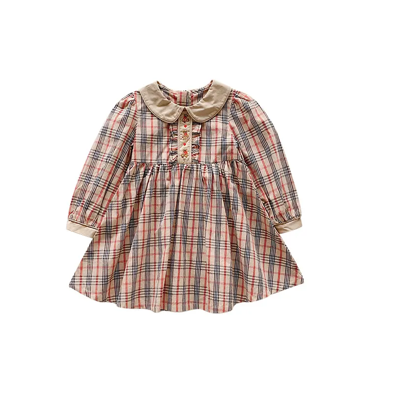 Autunno 2022, abbigliamento per bambini coreani abito da ragazza in pizzo Vintage francese, abito da ragazza a maniche lunghe da 90cm-140cm