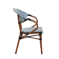 Französischer Patio-Sessel Aluminium rahmen Stapelbarer Rattan Wicker Bistro Cafe Esszimmers tuhl