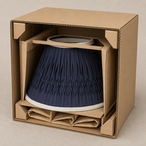 <span class=keywords><strong>Paralume</strong></span> in Tessuto Blu Navy Modificato con Pieghe a Scatola e Base Empire 150x300x210mm per Lampada da Tavolo, da Terra o a Sospensione - Ingrosso, OEM, Private Label - Product Image 6