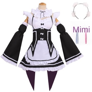 Costume d'anime L Starting New Life in Another World, costume de cosplay d'Halloween, tenue de <span class=keywords><strong>femme</strong></span> de chambre grande taille, costume de scène Ram et Rem - Product Image 5