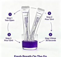 20 pièces Bain de bouche blanchissant violet sans peroxyde, rafraîchissant l'haleine, sans alcool, OEM, à la menthe